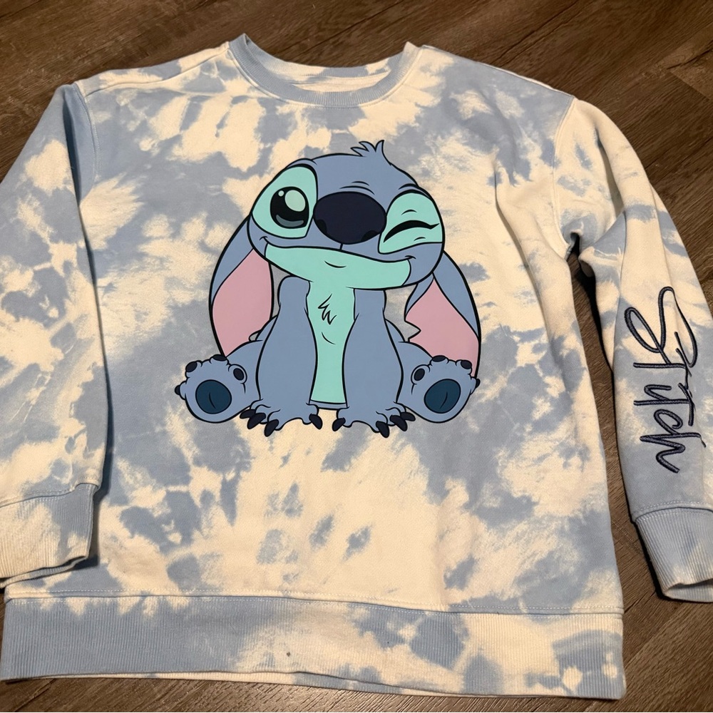 Stitch Blue Tie-Dye Kids Sweatshirt